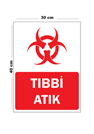 Metal Tıbbi Atık 30cm x 40cm A3 Büyüklüğünde Uyarı Levhası Yönlendirme Tabelası