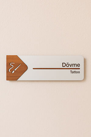 Dövme Ofis Oda Kapı İsimliği Yönlendirme Tabelası Levhası Kişiselleştirilebilir