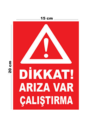 Metal Dikkat Arıza Var Çalıştırma 15cm x 20cm Uyarı Levhası Yönlendirme Tabelası