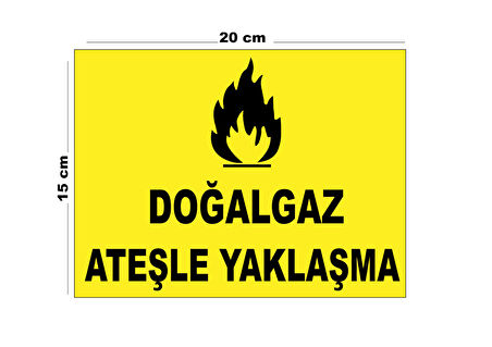 Metal Doğalgaz Ateşle Yaklaşma 15cm x 20cm Uyarı Levhası Yönlendirme Tabelası