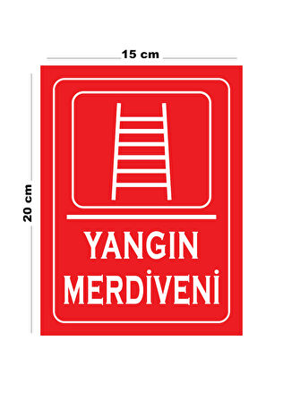 Metal Yangın Merdiveni 15cm x 20cm Uyarı Levhası Yönlendirme Tabelası