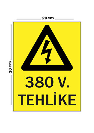 Metal 380v Tehlike 20cm x 30cm A4 Büyüklüğünde Uyarı Levhası Yönlendirme Tabelası