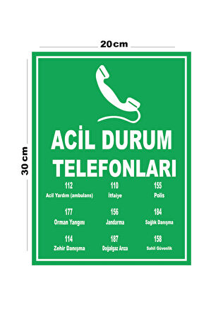 Metal Acil Durum Telefonları 20cm x 30cm A4 Büyüklüğünde Uyarı Levhası Yönlendirme Tabelası