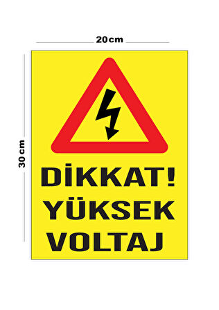 Metal Dikkat Yüksek Voltaj 20cm x 30cm A4 Büyüklüğünde Uyarı Levhası Yönlendirme Tabelası