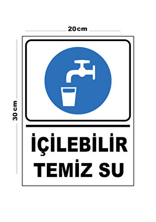 Metal İçilebilir Su 20cm x 30cm A4 Büyüklüğünde Uyarı Levhası Yönlendirme Tabelası