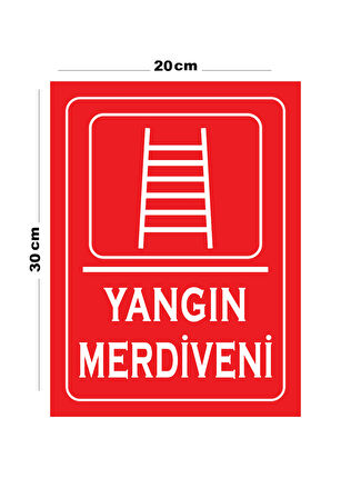 Metal Yangın Merdiveni 20cm x 30cm A4 Büyüklüğünde Uyarı Levhası Yönlendirme Tabelası