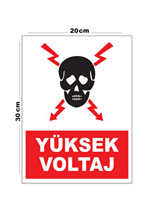 Metal Yüksek Voltaj 20cm x 30cm A4 Büyüklüğünde Uyarı Levhası Yönlendirme Tabelası
