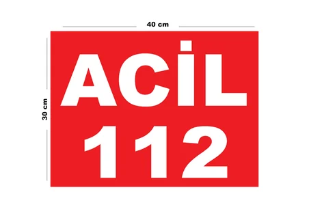 Metal Acil 112 30cm x 40cm A3 Büyüklüğünde Uyarı Levhası Yönlendirme Tabelası
