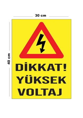 Metal Dikkat Yüksek Voltaj 30cm x 40cm A3 Büyüklüğünde Uyarı Levhası Yönlendirme Tabelası