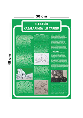 Metal Elektrik Kazalarında İlk Yardım 30cm x 40cm A3 Büyüklüğünde Uyarı Levhası Yönlendirme Tabelası
