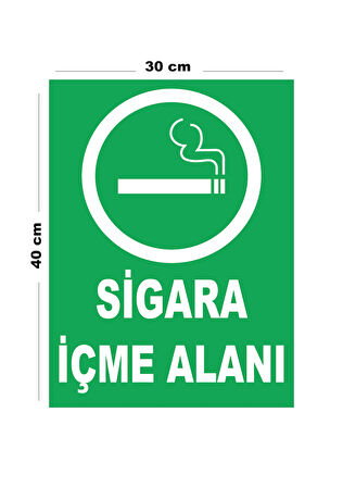 Metal Sigara İçme Alanı 30cm x 40cm A3 Büyüklüğünde Uyarı Levhası Yönlendirme Tabelası