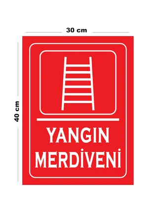 Metal Yangın Merdiveni 30cm x 40cm A3 Büyüklüğünde Uyarı Levhası Yönlendirme Tabelası