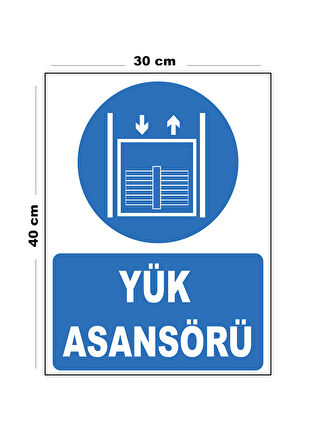 Metal Yük Asansörü 30cm x 40cm A3 Büyüklüğünde Uyarı Levhası Yönlendirme Tabelası