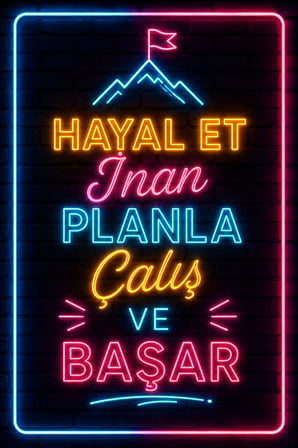 Neon Motivasyon Duvar Tablosu MDF Dekoratif Yazılı Ofis ve Ev Duvar Dekoru