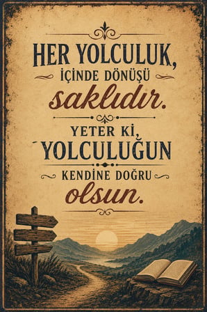 Edebi Sözlü Retro MDF Duvar Tablosu – Yolculuk Temalı Dekoratif Poster 28