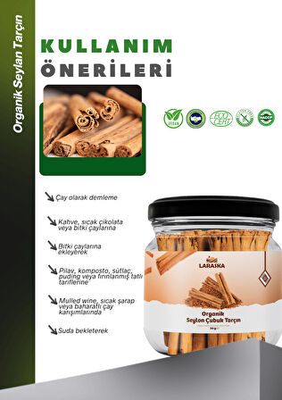 Organik Seylon - Seylan Çubuk Tarçın 50g - Organic Ceylon Cinnamon Sticks 50g