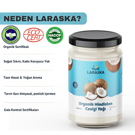 Organik Hindistan Cevizi Yağı 300ml Soğuk Sıkım - Organic Coconut Oil