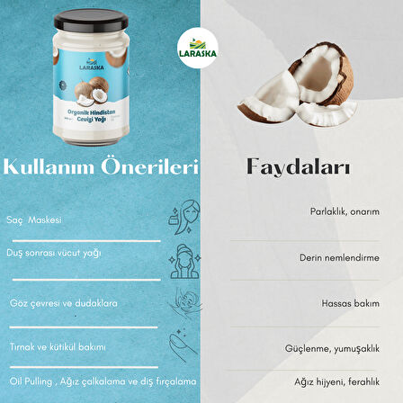 Organik Hindistan Cevizi Yağı 300ml Soğuk Sıkım - Organic Coconut Oil