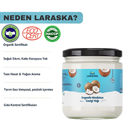 Organik Hindistan Cevizi Yağı 150ml Soğuk Sıkım - Organic Coconut Oil