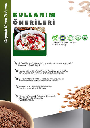 Organik Keten Tohumu 500g Organic Brown Flaxseed