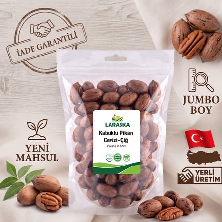 Kabuklu Pikan Cevizi Çiğ 1kg Katkı Maddesiz Yerli Jumbo - Pecans in Shell Aile Boyu Avantajlı Paket