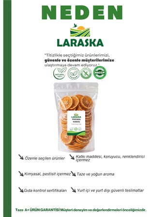 Kurutulmuş Portakal Dilimi 250g - Dried Orange Slices