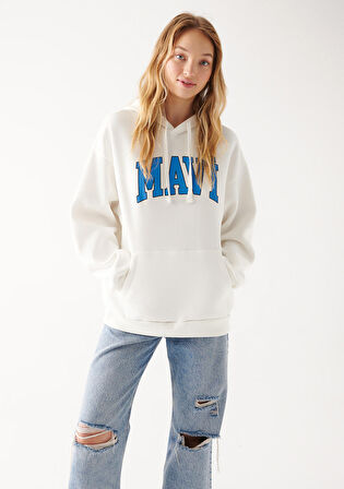 Mavi Logo Baskılı Beyaz Sweatshirt 1600361-81964