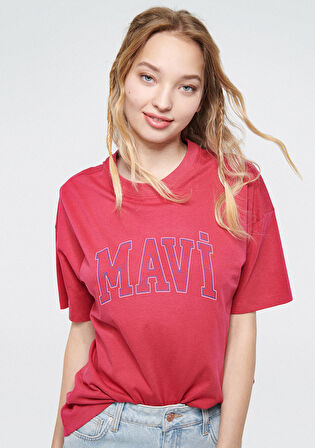 Mavi Logo Baskılı Pembe Tişört 1611193-70931