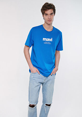 Since 1991 Baskılı Mavi Tişört 066849-70913