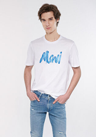 Mavi Logo Baskılı Beyaz Tişört 0611321-620