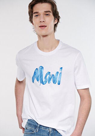 Mavi Logo Baskılı Beyaz Tişört 0611321-620