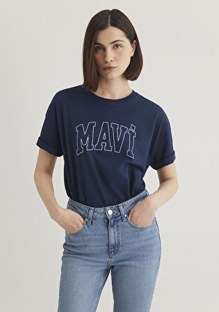 Mavi Logo Baskılı Lacivert Tişört 1611193-70488