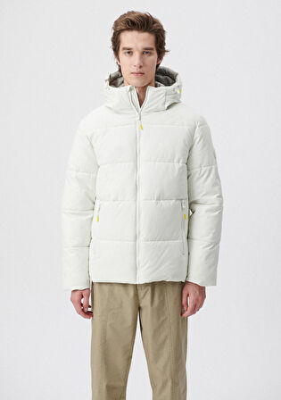 Mavi Kapüşonlu Beyaz Şişme Mont 0110211-71621