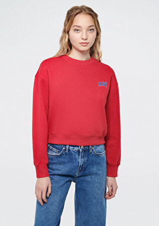 Mavi Logo Baskılı Kırmızı Crop Sweatshirt 1611601-70936