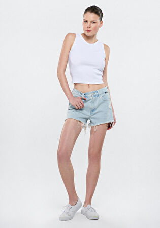 Mavi ROSIE  Ağartılmış 90s Jean Şort 1447484389