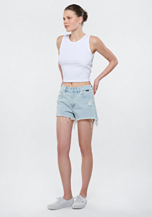 Mavi ROSIE  Ağartılmış 90s Jean Şort 1447484389