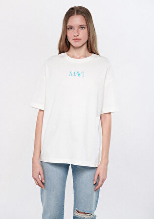 Mavi Logo Baskılı Beyaz Tişört 1611593-70057