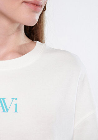 Mavi Logo Baskılı Beyaz Tişört 1611593-70057