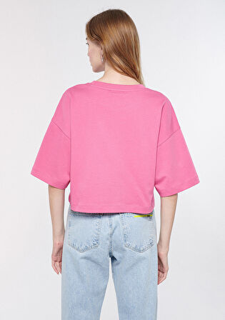 Mavi Logo Baskılı Pembe Crop Tişört 1611585-84670