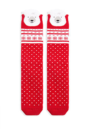 Mavi Yılbaşı Temalı Kırmızı Çorap 1912194-32421