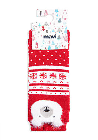 Mavi Yılbaşı Temalı Kırmızı Çorap 1912194-32421