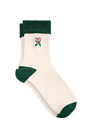 Yılbaşı Temalı Beyaz Çorap 1912192-85929