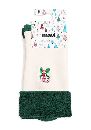 Yılbaşı Temalı Beyaz Çorap 1912192-85929