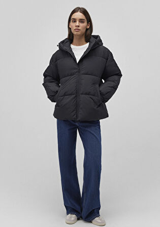 Kapüşonlu Siyah Şişme Mont 1110199-900