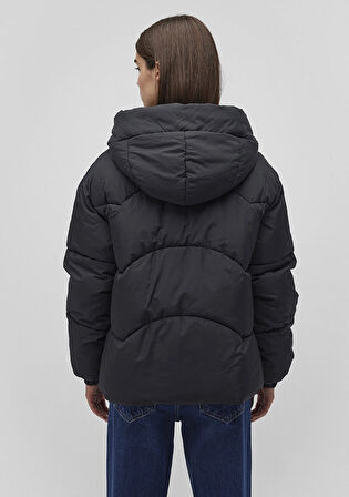 Kapüşonlu Siyah Şişme Mont 1110199-900