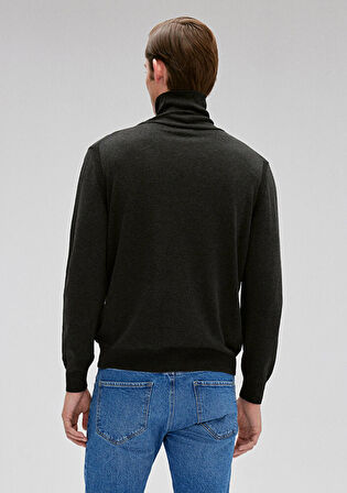 Mavi Koyu Gri Boğazlı Kazak 0710127-80023