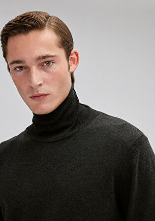 Mavi Koyu Gri Boğazlı Kazak 0710127-80023