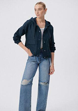 Mavi Kapüşonlu Lacivert Ceket 110775-82906