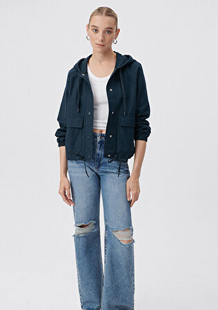 Mavi Kapüşonlu Lacivert Ceket 110775-82906