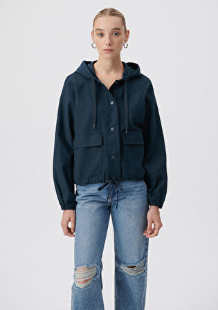 Mavi Kapüşonlu Lacivert Ceket 110775-82906